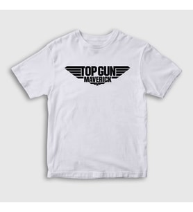 Presmono Unisex Çocuk Beyaz Logo Maverick Tom Cruise Pilot Film Top Gun T-Shirt 459630tt (Beyaz)
