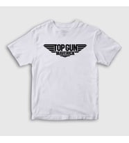Presmono Unisex Çocuk Beyaz Logo Maverick Tom Cruise Pilot Film Top Gun T-Shirt 459630tt (Beyaz)