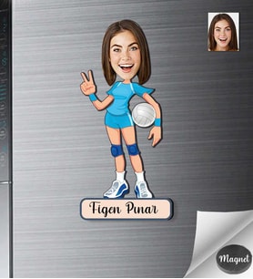 Kişiye Özel Voleybolcu Kadın Ahşap Magnet -2