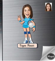 Kişiye Özel Voleybolcu Kadın Ahşap Magnet -2