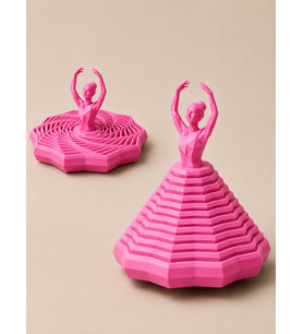 3D Baskı Balerin Figürlü Fidget Oyuncak - Hareketli Optik İllüzyon Masa Dekoru-Pembe