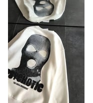 Kışlık Bisiklet Yaka Baskılı SweatShirt - Beyaz