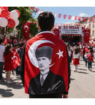 Atatürk Resimli Kalpaklı Türk Bayrağı 100x150 cm – Büyük Boy Balkon, Tören ve Özel Gün Bayrağı (Kırmızı-Beyaz)