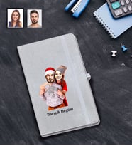 Kişiye Özel Yılbaşı Sevgili Karikatürlü Gri Defter Model-8