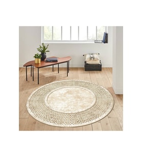 Eliana Home Baskılı, Yıkanabilir Kaymaz Taban Yuvarlak Halı LNA7288-SD753 120x120 cm (Bej)