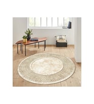 Eliana Home Baskılı, Yıkanabilir Kaymaz Taban Yuvarlak Halı LNA7288-SD753 120x120 cm (Bej)