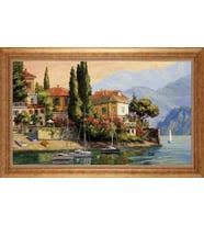 Çerçeveli Paspartulu Manzara Tablo bm1027 (Gold)