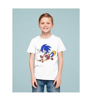 Kaykaycı Sonic Baskılı Unisex Çizgi Film Çocuk Tişört (1-12 Yaş)