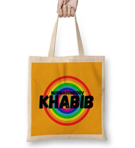 Khabib Nurmagomedov - Vintage Retro Rainbow Style Warriors Design Wrestlers-Gift Bez Çanta Uzun Saplı