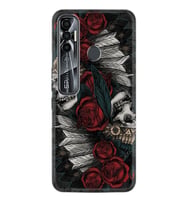 Tecno Spark 6 6 Go 8C 8 Pro 7 7 Spark 9 Pro Kılıf Desemli Silikon Skull Rose 1673