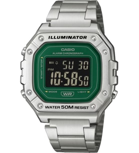 Casio W-218HD-3AVDF Uzun Ömürlü Pil Silikon Kordon Çelik Kasa 5 ATM Suya Dayanıklı Metalik Renk Erkek Kol Saati