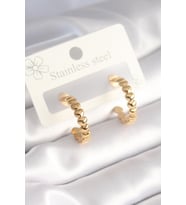 Çelik Gold Renk Kalp Model Halka Kadın Küpe
