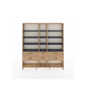 Arges Dolap 12 Raflı 6 Çekmeceli  220x30x243 Çam-Antrasit/Çam
