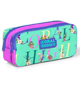 Coral High İki Bölmeli Kız Çocuk Yeşil Pembe Kalem Çantası Kalemlik