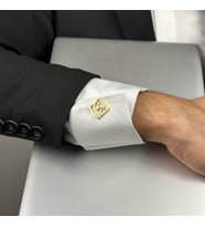 Gökdeniz 925 Kare Çerçeve Detaylı 925 Ayar Gold Renk Erkek Gümüş Kol Düğmesi