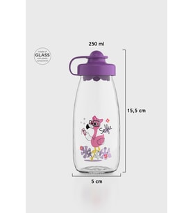 Renga Ufo Kids Surfing Desen 250 ml Cam Şişe 182030 Turkuaz (Mor)