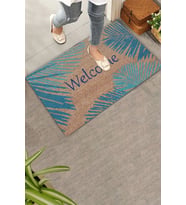 Valerine Life Mavi Yapraklı Welcome Hoş Geldiniz Kapı Önü Paspası 45x70cm