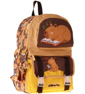 Kaukko Kids Dört Bölmeli Erkek Çocuk Clever Baskılı Kahverengi Okul Sırt Çantası - L5384