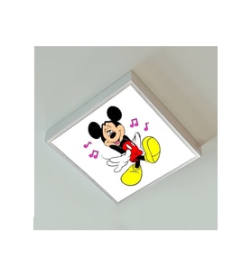 Mickey Mause Çocuk Odası Avize- 60w Homojen Aydınlatma-60cmx60cm Kare-beyaz Led-metal Sağlam Çerçeve