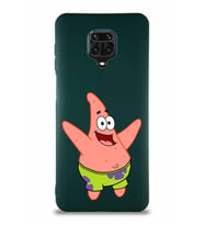 Xiaomi Redmi Note 9 Pro Soft Premier Kapak Patrick Yıldız Tasarımlı Silikon Kılıf - Yeşil (Şeffaf)