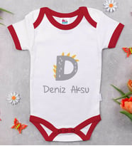 BK Kids Kişiye Özel Harfli Kırmızı Bebek Body Zıbın-3