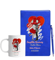 Sevgililer Gününe Özel Mavi Defter Kalem & Kupa Hediye Seti 37