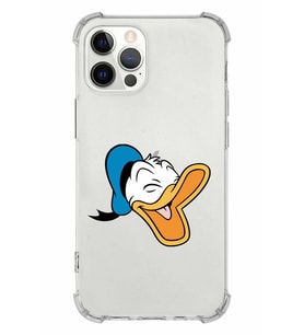 Apple iPhone 12 Pro Uyumlu Köşe Korumalı Antişok  Kapak Donald Duck Tasarımlı Şeffaf  Kılıf
