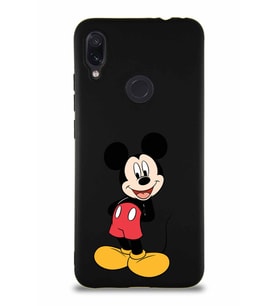 Xiaomi Redmi Note 7 Soft Premier Kapak Mickey Mouse-B Tasarımlı Silikon Kılıf - Siyah (Şeffaf)