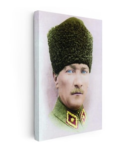 Kanvas Tablo Atatürk Kalpaklı Askeri Portre Atatürk Tablosu Ev Ofis Duvar Dekoru