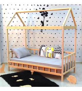 Markaawm Luxury Montessori Karyola Ahşap Yatak Çocuk Bebek Yatak 80X130 (Karışık)