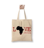I Love Africa Beyaz Bez Çanta Uzun Saplı Alışveriş Çantası Plaj Çantası