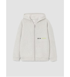 LCW Kids Beyaz Kapüşonlu Erkek Çocuk Soft Touch Fermuarlı Sweatshirt