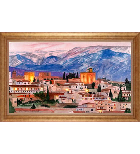 Çerçeveli Paspartulu Manzara Tablo ah1538 (Gold)