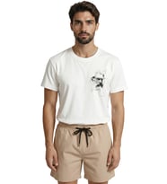 Soyut Duman Efektli Kuru Kafa Eskiz Baskılı Minimalist Premium Erkek Tişört (Beyaz)