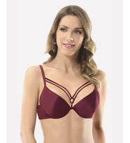 NBB Hafif Destekli Dekoltesi Şeritli Balenli Sütyen -3696 (Bordo)