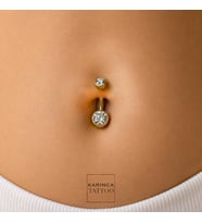316L Cerrahi Çelik Taşlı Göbek Piercingi Premium Belly Piercing