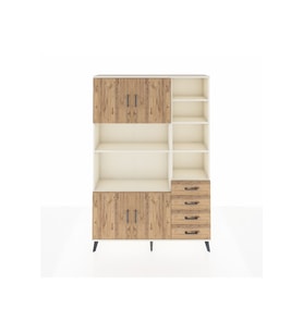 Arges Gardrop 9 Raflı 4 Çekmeceli 4 Kapaklı 132x30x195 Aytaşı-Çam