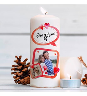 Sevgiliye Hediye Romantik Aşıklar Fotoğraflı Mum
