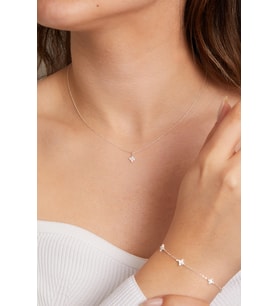 Elika Silver 925 Ayar Gümüş Minimal Kolye ve Bileklik Set (Gümüş)