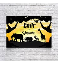 Safari Gün Batımı Temalı Doğum Günü Afişi