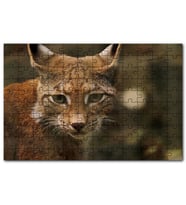 Cakapuzzle Vaşak Yakın Çekim Flu Arkaplan Puzzle Yapboz MDF (Ahşap) (120 Parça)