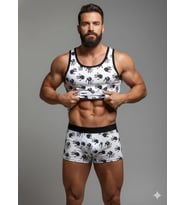 Erkek Desenli Tank Top Boxer Takım