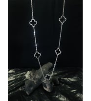 Van Cleef Siyah Gümüş Çelik Kolye