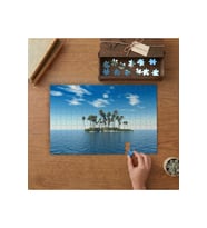 Denizin Ortasındaki Palm Ağaçları Tasarımı 240 parça Ahşap Puzzle Ahşap Kutuda MP02562
