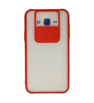 Samsung Galaxy J7 Kılıf Palm Buzlu Kamera Sürgülü Silikon - Kırmızı