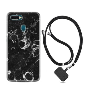 Oppo A5S A15 A16 A54 A55 A73 A74 Kılıf Boyun Askılı Silikon Black Hole Marble 1387