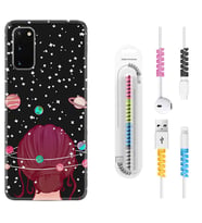 Samsung A02S A03S A10 A12 A13 A21S A22 Kılıf Kablo Koruma Spiral Silikon Space Woman 1311
