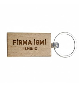 Kişiye Özel Dikdörtgen Ahşap Anahtarlık – Firma İsmi ve İsim Yazılı Lazer Gravür Anahtarlık – Kurumsal Promosyon & Özel Tasarım