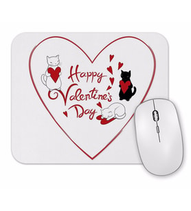 Ask Kediler Happy Valentine's Cats Mouse Pad
