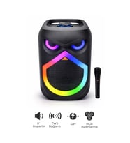 Bluetooth Hoparlör RGB Led Işıklı Karaoke Mikrofon Hediyeli Taşınabilir Parti Speaker